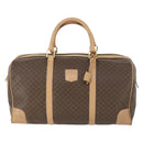 CELINE Macadam Canvas Boston Bag PVC Leather Brown Gold Auth mr1830-13