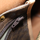 CELINE Macadam Canvas Boston Bag PVC Leather Brown Gold Auth mr1830-22