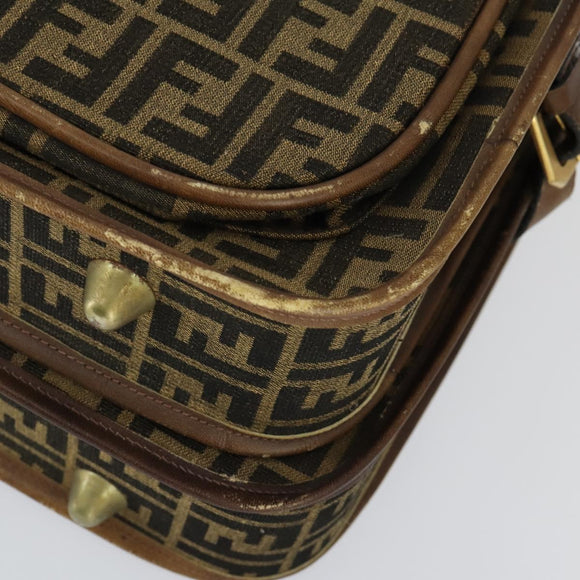 FENDI Zucca Canvas Garment Cover Brown Black gold Auth mr1832