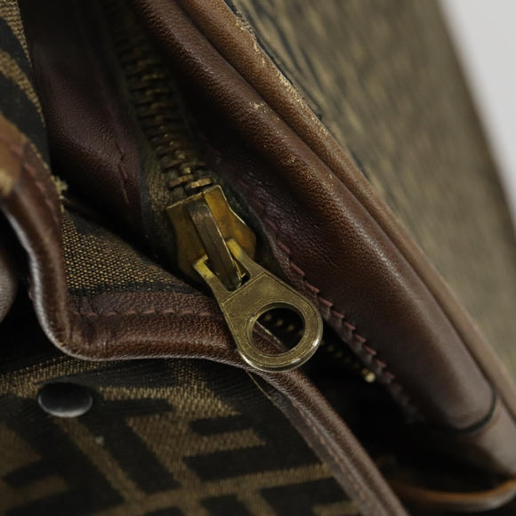 FENDI Zucca Canvas Garment Cover Brown Black gold Auth mr1832