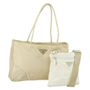 PRADA Shoulder Bag Nylon 2 Set White Beige Auth mr1838-1