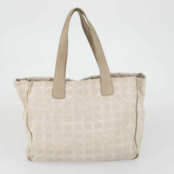 CHANEL New Travel line Tote Bag Nylon 2 Set Pink Beige CC Auth mr1839