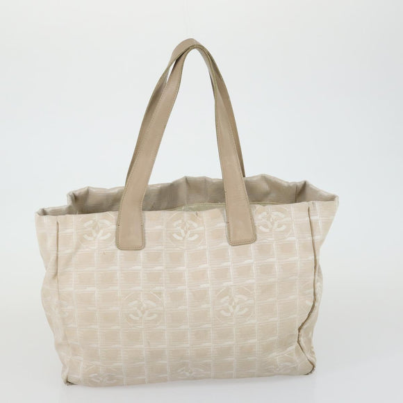 CHANEL New Travel line Tote Bag Nylon 2 Set Pink Beige CC Auth mr1839