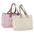CHANEL New Travel line Tote Bag Nylon 2 Set Pink Beige CC Auth mr1839-1