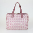 CHANEL New Travel line Tote Bag Nylon 2 Set Pink Beige CC Auth mr1839-3