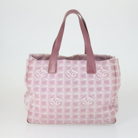 CHANEL New Travel line Tote Bag Nylon 2 Set Pink Beige CC Auth mr1839