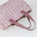 CHANEL New Travel line Tote Bag Nylon 2 Set Pink Beige CC Auth mr1839-5