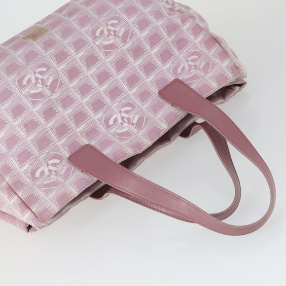 CHANEL New Travel line Tote Bag Nylon 2 Set Pink Beige CC Auth mr1839