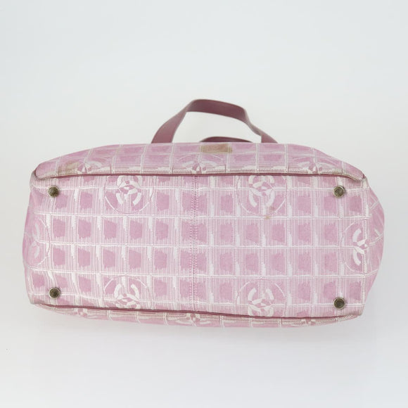 CHANEL New Travel line Tote Bag Nylon 2 Set Pink Beige CC Auth mr1839