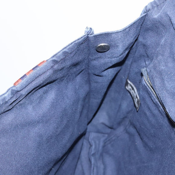 HERMES Bassus PM Shoulder Bag Canvas Navy Silver Auth mr1841