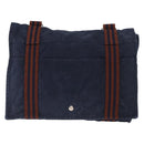 HERMES Bassus PM Shoulder Bag Canvas Navy Silver Auth mr1841-2