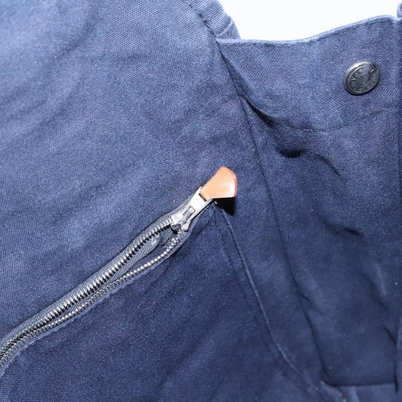 HERMES Bassus PM Shoulder Bag Canvas Navy Silver Auth mr1841