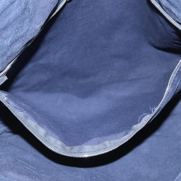 HERMES Bassus PM Shoulder Bag Canvas Navy Silver Auth mr1841