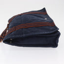 HERMES Bassus PM Shoulder Bag Canvas Navy Silver Auth mr1841-5