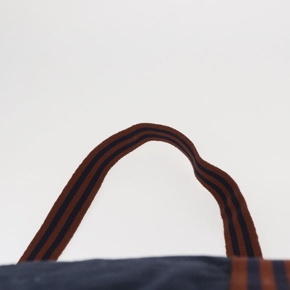 HERMES Bassus PM Shoulder Bag Canvas Navy Silver Auth mr1841