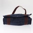 HERMES Bassus PM Shoulder Bag Canvas Navy Silver Auth mr1841-9