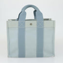 HERMES Bora Bora MM Hand Bag Canvas 2 Set Baby Blue Silver Auth mr1842-12