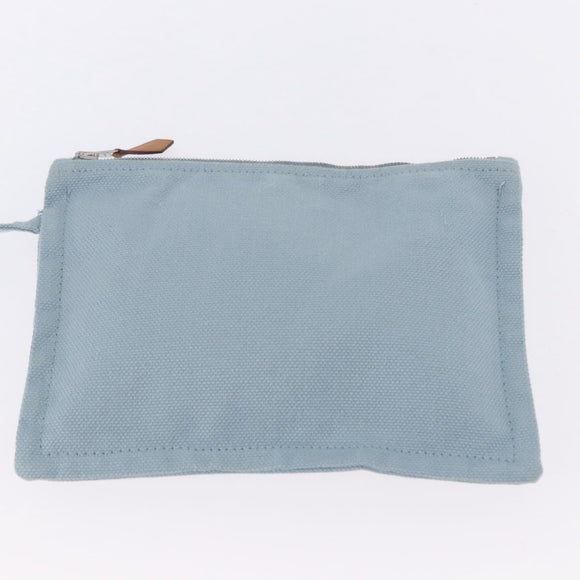 HERMES Bora Bora MM Handtas Canvas 2 Set Babyblauw Zilver Auth mr1842