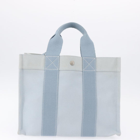 HERMES Bora Bora MM Handtas Canvas 2 Set Babyblauw Zilver Auth mr1842