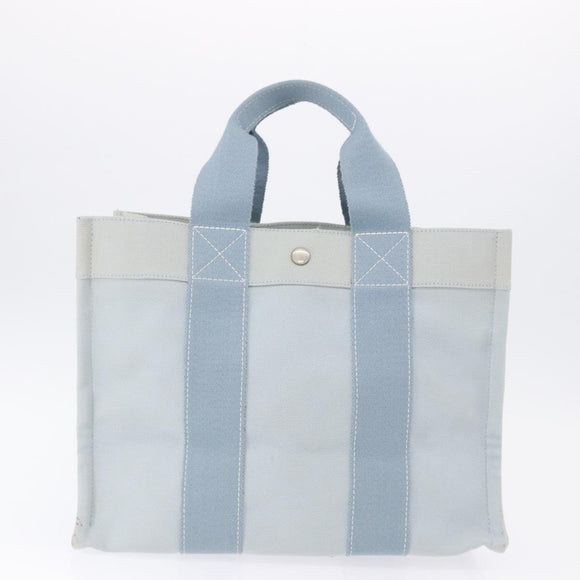 HERMES Bora Bora MM Handtas Canvas 2 Set Babyblauw Zilver Auth mr1842