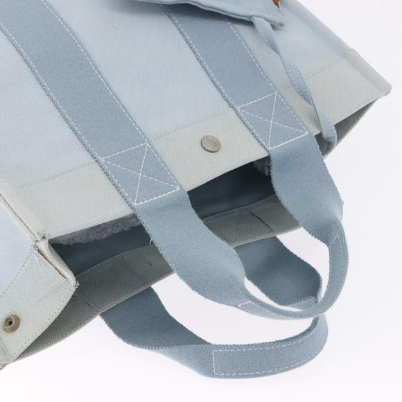 HERMES Bora Bora MM Handtas Canvas 2 Set Babyblauw Zilver Auth mr1842