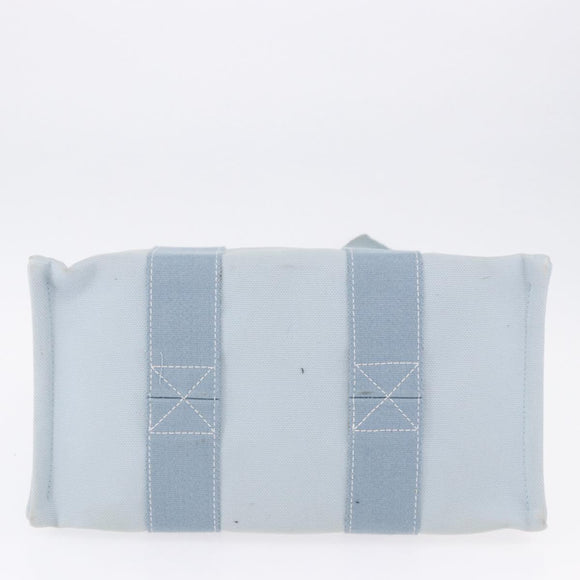 HERMES Bora Bora MM Handtas Canvas 2 Set Babyblauw Zilver Auth mr1842