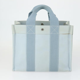 HERMES Bora Bora MM Hand Bag Canvas 2 Set Baby Blue Silver Auth mr1842 - 0
