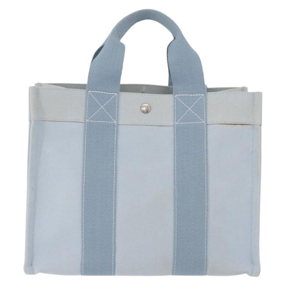 HERMES Bora Bora MM Handtas Canvas 2 Set Babyblauw Zilver Auth mr1842