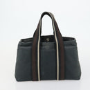 HERMES Trocha Horizontal Tote Bag Canvas 2 Set Gray Black Auth mr1843-11