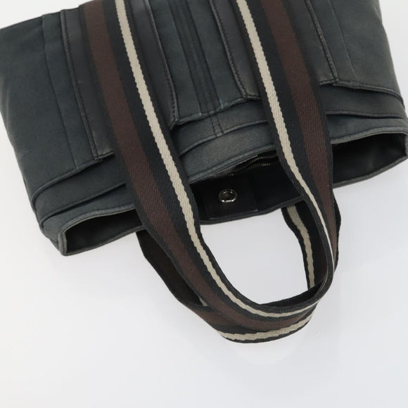 HERMES Trocha Horizontal Tote Bag Canvas 2 Set Gray Black Auth mr1843