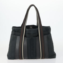 HERMES Trocha Horizontal Tote Bag Canvas 2 Set Gray Black Auth mr1843 - 0