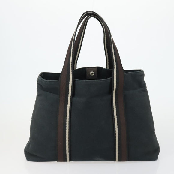HERMES Trocha Horizontal Tote Bag Canvas 2 Set Gray Black Auth mr1843