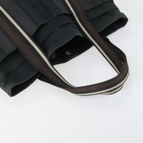 HERMES Trocha Horizontal Tote Bag Canvas 2 Set Gray Black Auth mr1843