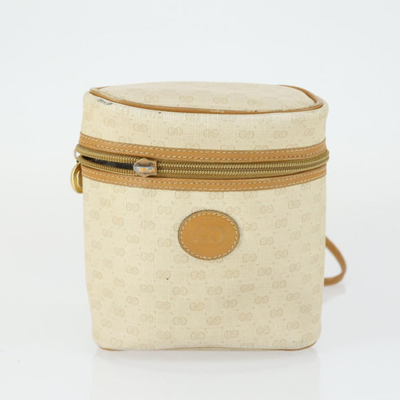 GUCCI Micro GG Supreme Shoulder Bag PVC Leather 4 Set Beige Black Auth mr1844