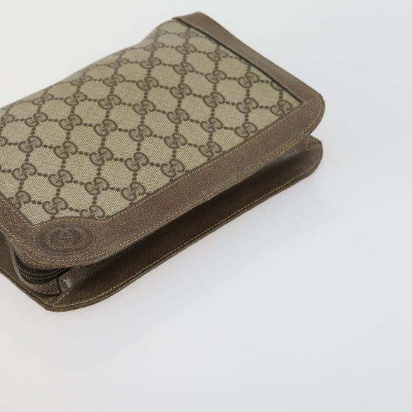 GUCCI GG Supreme Clutch Bag PVC 2 Set Beige Auth mr1845