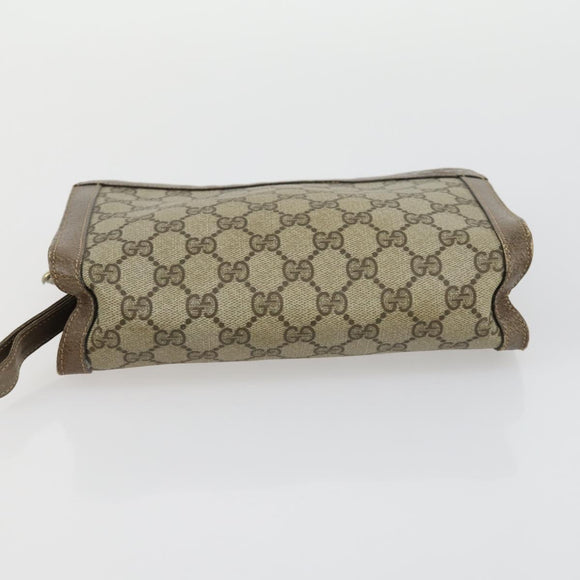 GUCCI GG Supreme Clutch Bag PVC 2 Set Beige Auth mr1845