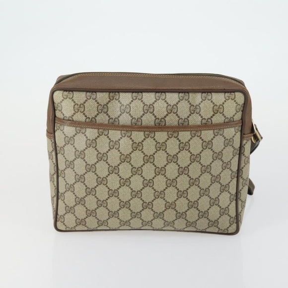 GUCCI GG Supreme Clutch Bag PVC 2 Set Beige Auth mr1845