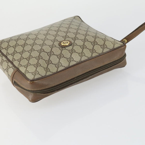 GUCCI GG Supreme Clutch Bag PVC 2 Set Beige Auth mr1845