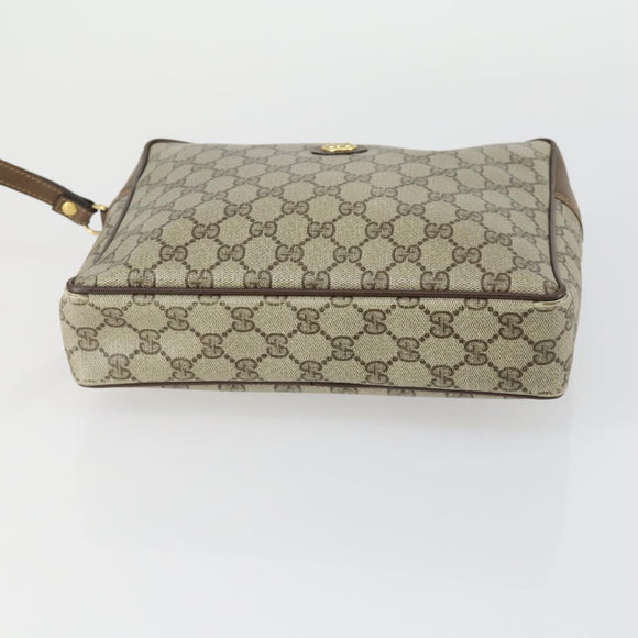GUCCI GG Supreme Clutch Bag PVC 2 Set Beige Auth mr1845