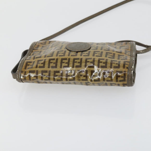 FENDI Zucca Canvas Zucchino Canvas Shoulder Bag 2 Set Black Brown Auth mr1847