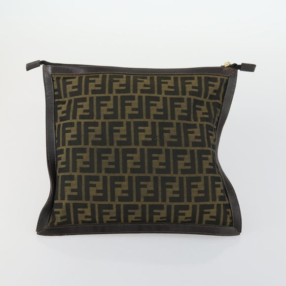 FENDI Zucca Canvas Zucchino Canvas Shoulder Bag 2 Set Black Brown Auth mr1847