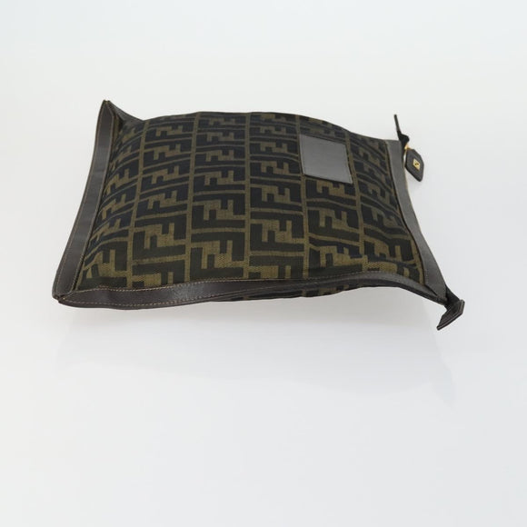 FENDI Zucca Canvas Zucchino Canvas Shoulder Bag 2 Set Black Brown Auth mr1847