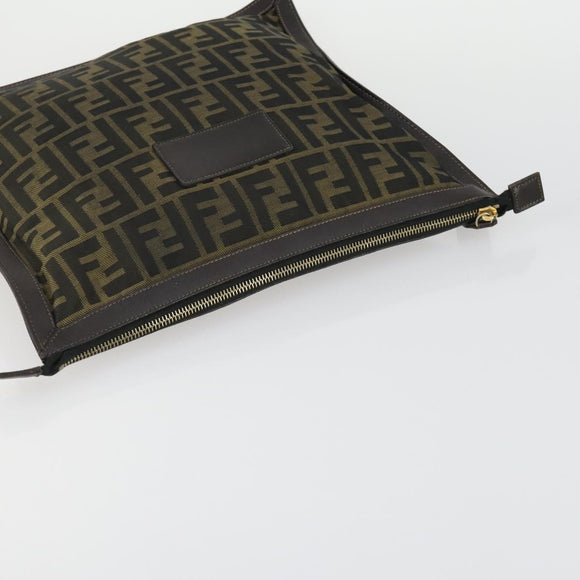 FENDI Zucca Canvas Zucchino Canvas Shoulder Bag 2 Set Black Brown Auth mr1847