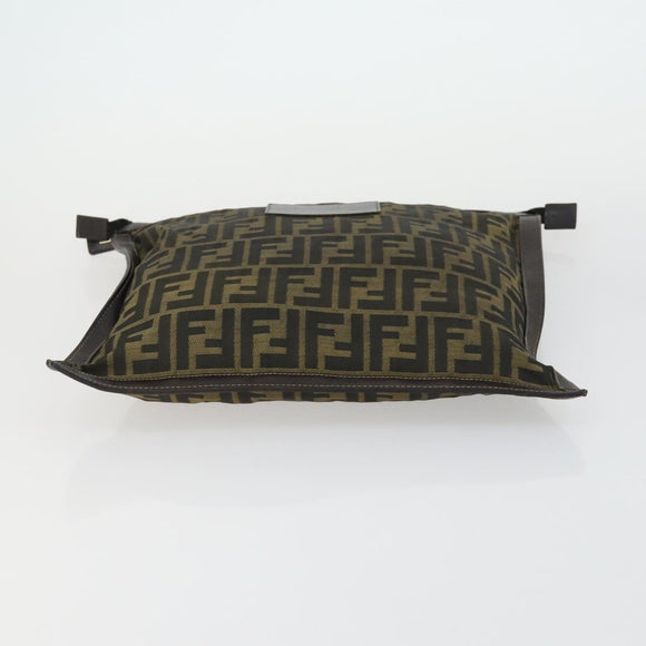 FENDI Zucca Canvas Zucchino Canvas Shoulder Bag 2 Set Black Brown Auth mr1847