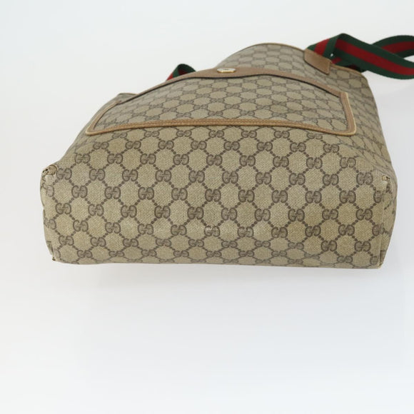 GUCCI GG Supreme Web Sherry Line Tote Bag PVC 5 Set Beige Red Auth mr1849