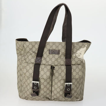 GUCCI GG Supreme Web Sherry Line Tote Bag PVC 5 Set Beige Red Auth mr1849 - 0