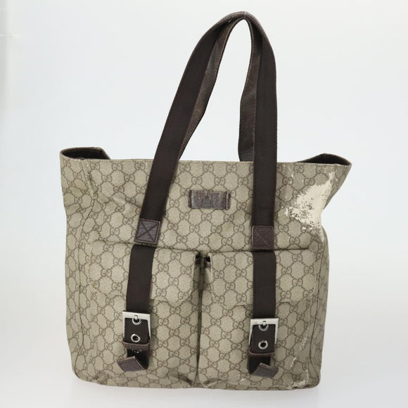 GUCCI GG Supreme Web Sherry Line Tote Bag PVC 5 Set Beige Red Auth mr1849