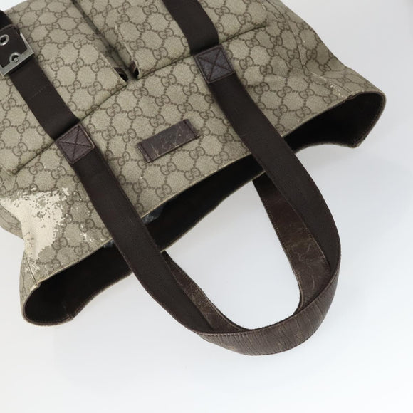 GUCCI GG Supreme Web Sherry Line Tote Bag PVC 5 Set Beige Red Auth mr1849