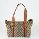 GUCCI GG Supreme Web Sherry Line Tote Bag PVC 5 Set Beige Red Auth mr1849-7