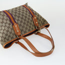 GUCCI GG Supreme Web Sherry Line Tote Bag PVC 5 Set Beige Red Auth mr1849-9